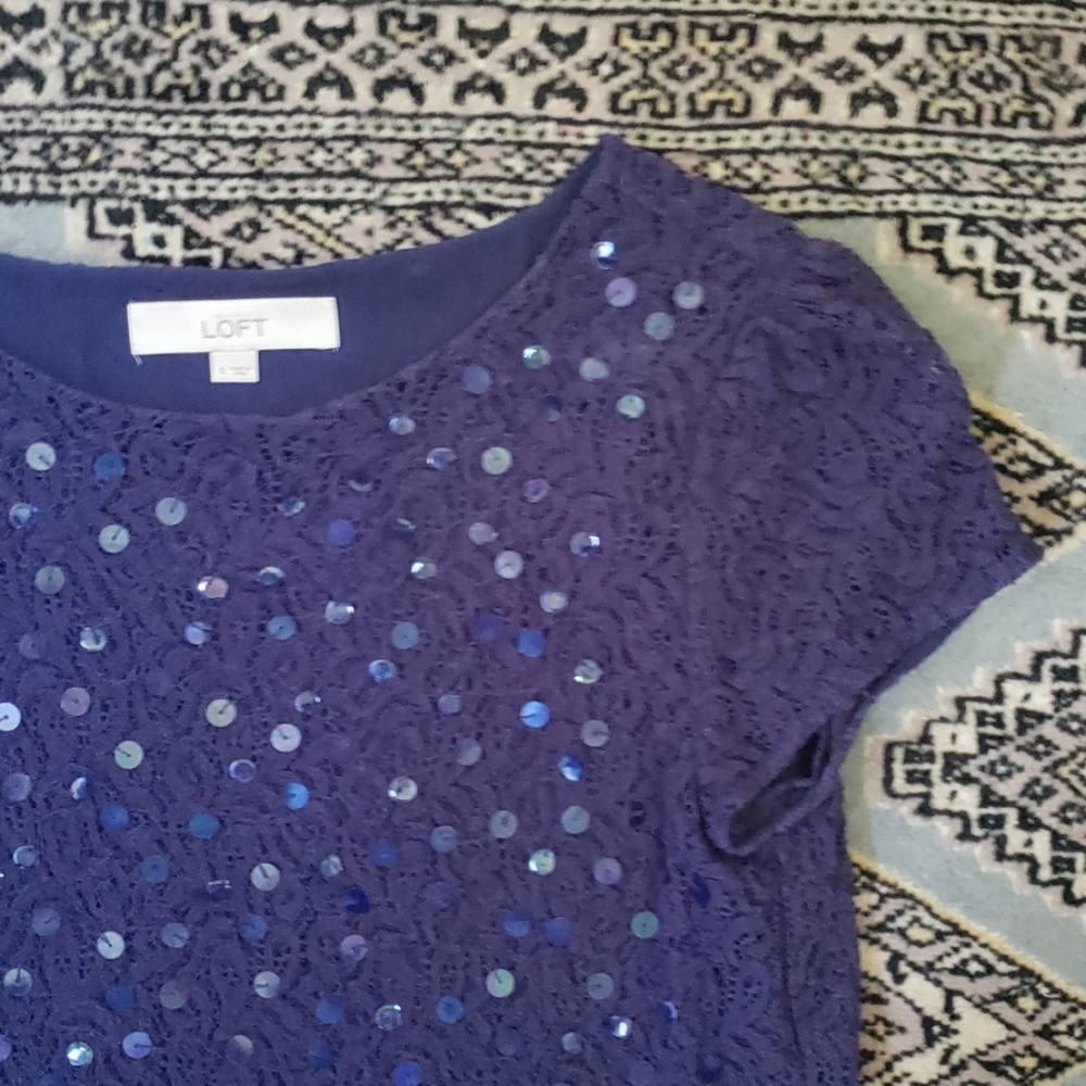 LOFT blue sequin shirt